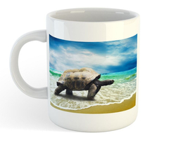 Taza Animales Tortuga En Playa Mar Oceano