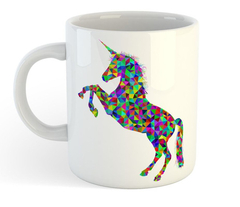 Taza Unicornio Geomerico Triangulos Colores