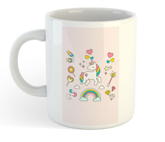 Taza Unicornio Rainbow Corazones Rosa Pink