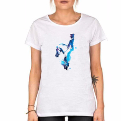 Remera Caballo Jinete Estilo Watercolor Azul Blue