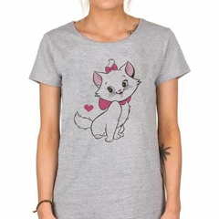 Imagen de Remera Gato Gatita Rosa Lazo Corazon