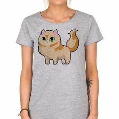 Remera Gato Naranja Ilustracion Art - TiendaCubik