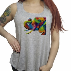 Musculosa Elefante Colores Estilo Watercolor