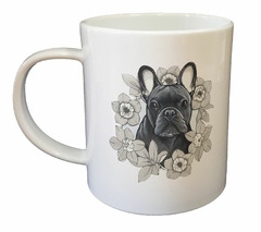 Taza Bulldog Frances Con Flores - comprar online