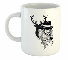 Taza Hombre Barbudo Con Sombrero Fumando