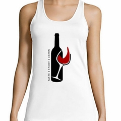 Musculosa Deportiva Taste Enjoy Learn Vino Copa Botella