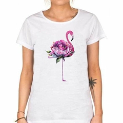 Remera Flamingo Ave Watercolor Flor Art en internet