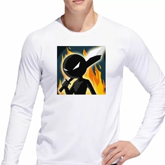 Remera Manga Larga Game Play Fuego Espada Guerrero