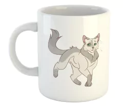Taza Gato Con Manchas Grises Caminando