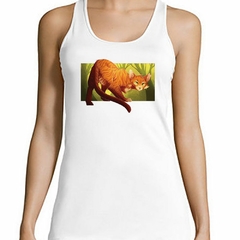 Musculosa Deportiva Gato Atigrado Naranja Ilustracion - comprar online