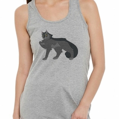 Musculosa Deportiva Gato Gris Levantando La Patita