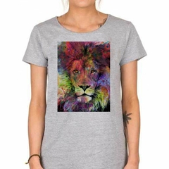 Imagen de Remera Leon Pintura Colores Art Watercolor