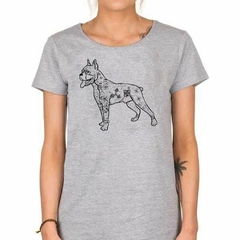 Remera Perro Boxer Dibujo Lineas M2