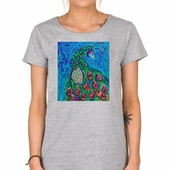 Remera Pavo Real Pintura Colores Art M2 - TiendaCubik