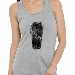 Musculosa Deportiva Lobo Luna Animal Salvaje Pino - comprar online