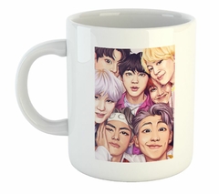 Taza Bts Grupo Musica Dibujo Color