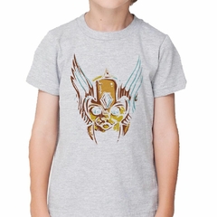 Remera Cara Gato Michi Casco Con Plumas Art