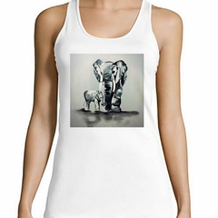 Musculosa Deportiva Elefante Con Su Hijo Pintura - comprar online