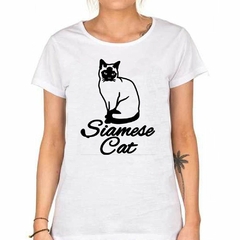 Remera Gato Siames Silueta Vector - tienda online