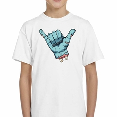 Remera Mano Frankenstein Caricatura Art Celeste - comprar online