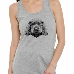 Musculosa Deportiva Perro Cocker Cara Pintura Art