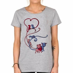 Remera Dibujo Varios Animales Corazon Love - TiendaCubik