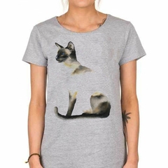 Remera Gato Siames Sentado Art Painting - tienda online