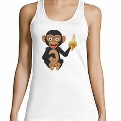 Musculosa Deportiva Mono Con Banana En La Mano Sonriendo