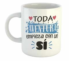 Taza Toda Aventura Comienza Novios