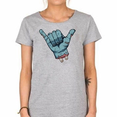 Remera Mano Frankenstein Caricatura Art Celeste - TiendaCubik