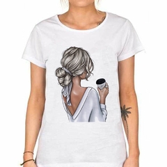 Remera Dama Mujer Chica Girl Cafe Coffee Art - tienda online