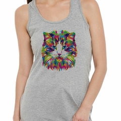 Musculosa Deportiva Gato Colorido Vector Art