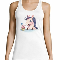 Musculosa Deportiva Unicornio Feliz Comiendo - comprar online