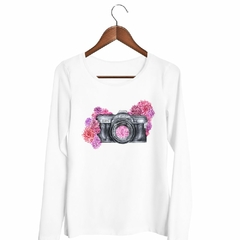 Remera Manga Larga Camara Flores Rosa Pasion