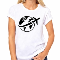 Remera Avion Plane Mundo World Viaje Travel Negr - tienda online