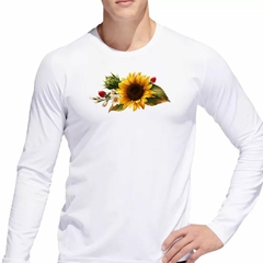 Remera Manga Larga Girasol Flores Amarillo Hojas