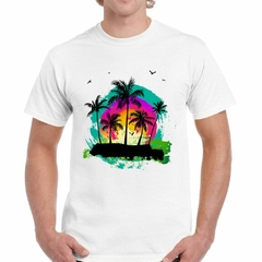 Remera Palmeras Color Watercolor Playa Tropical - comprar online