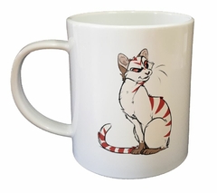 Taza Gato Blanco Rayas Rojas Dibujo en internet