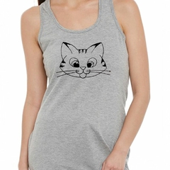 Musculosa Deportiva Gato Cara Sacando Lengua Vector