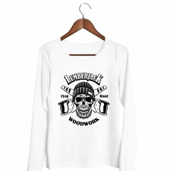 Remera Manga Larga Carpintero Leñador Cortar Leña Calavera