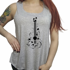 Musculosa Dibujo Guitarra Flores Arte Dibujo Lineas