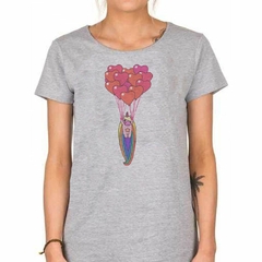 Remera Unicornio Volando Globos Corazones