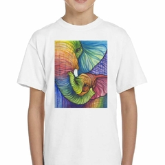 Remera Elefante Con Su Hijo Pintura Art - TiendaCubik