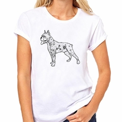 Remera Perro Boxer Dibujo Lineas M2 - TiendaCubik