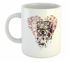 Taza Corazon Con Barril Toxico Skull Heart Art