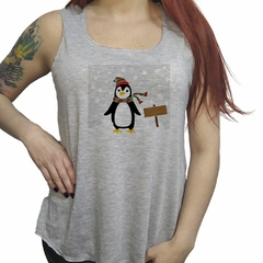 Musculosa Pinguino Con Bufanda Nieve Art
