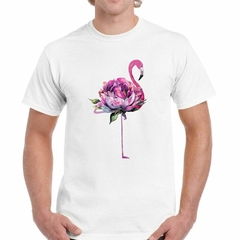 Remera Flamingo Ave Watercolor Flor Art