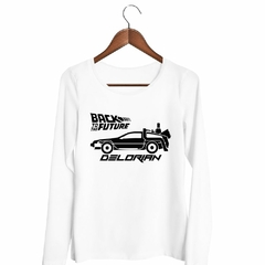 Remera Manga Larga Delorean Volver A Futuro Frase Auto Negro