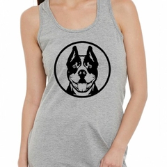 Musculosa Deportiva Pitbull Feliz Cara Vector