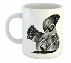 Taza Ardilla Art Dibuj Blanc Y Negr Extrellas